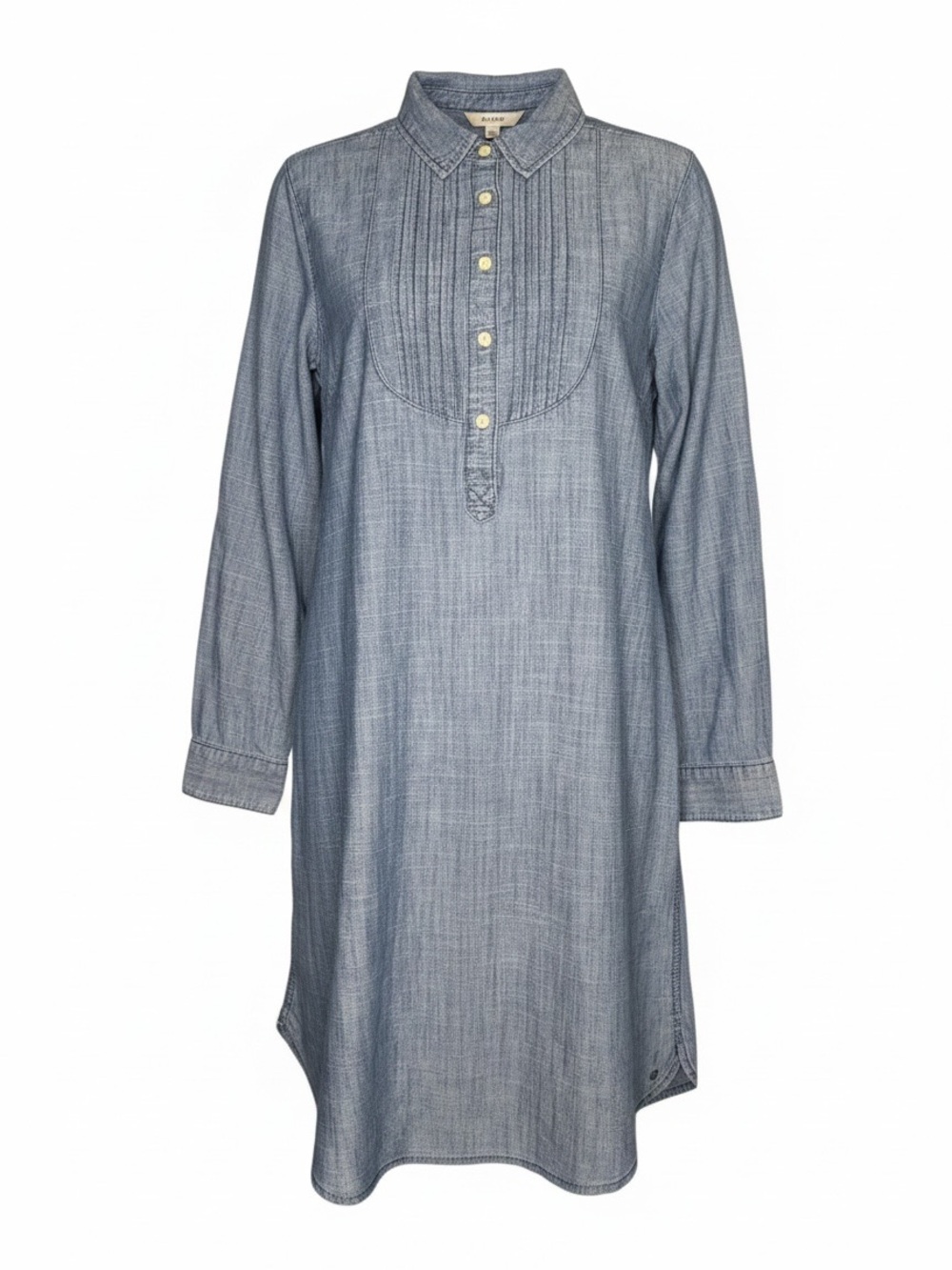 IZOD Chambray Pintuck Shirt Dress Tunic Size Medium Blue 100% Cotton